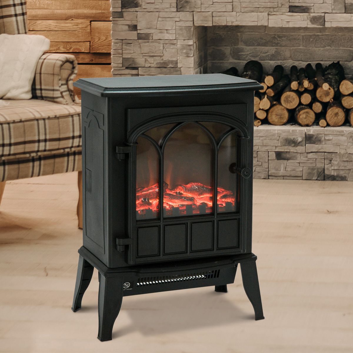 Chimenea eléctrica Heritage Homcom 2000w 2 potencias negro 56,5x39x23 cm
