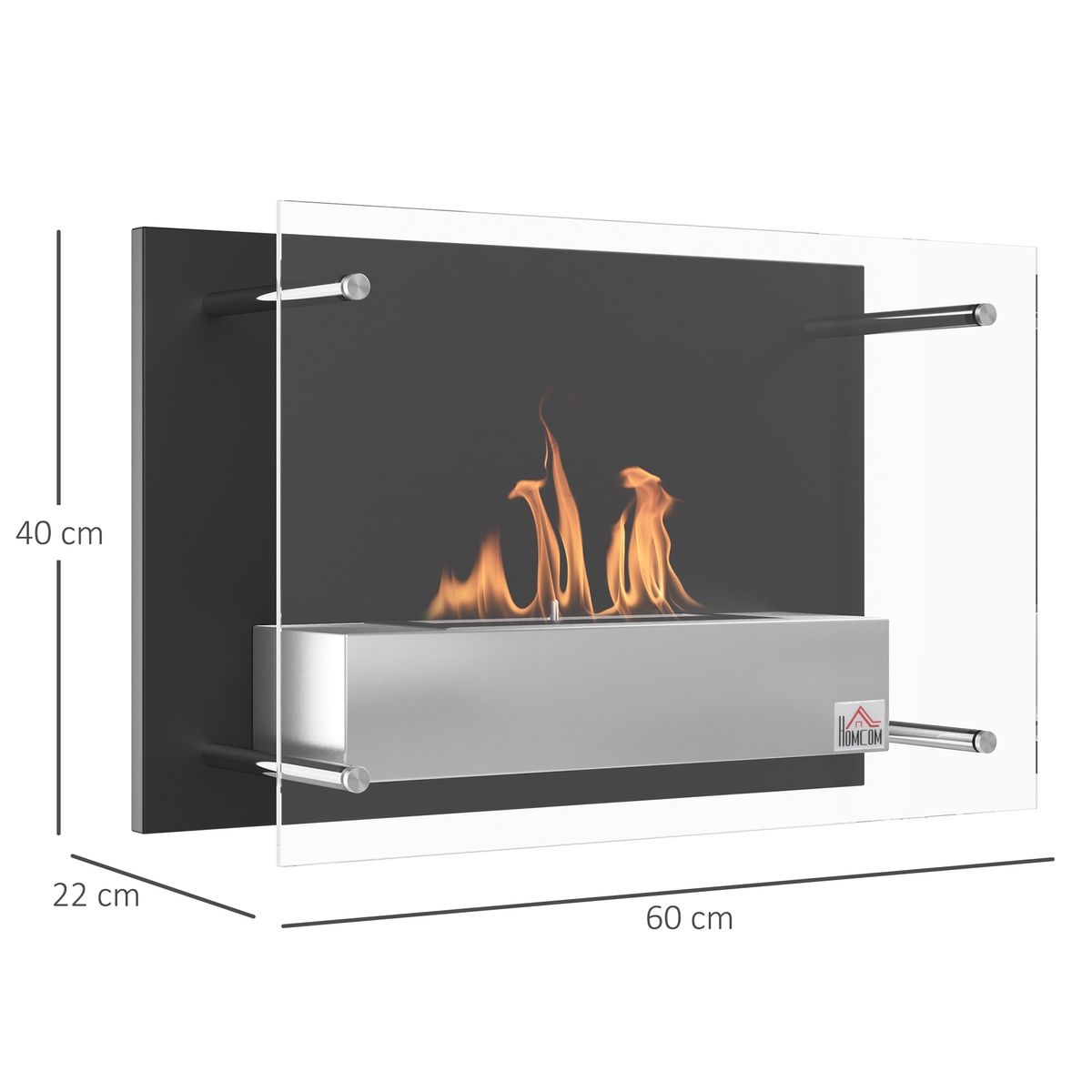 Chimenea de bioetanol Nogal Homcom combustión limpia negro 40x60x22 cm