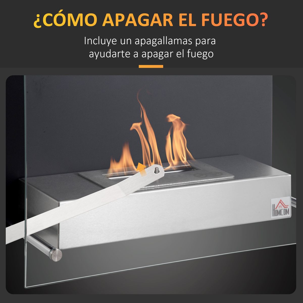 Chimenea de bioetanol Nogal Homcom combustión limpia negro 40x60x22 cm