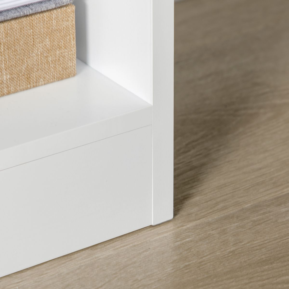 Estantería Ruiseñor Homcom 9 compartimentos + 1 cajón blanco 158x60x26 cm detalle
