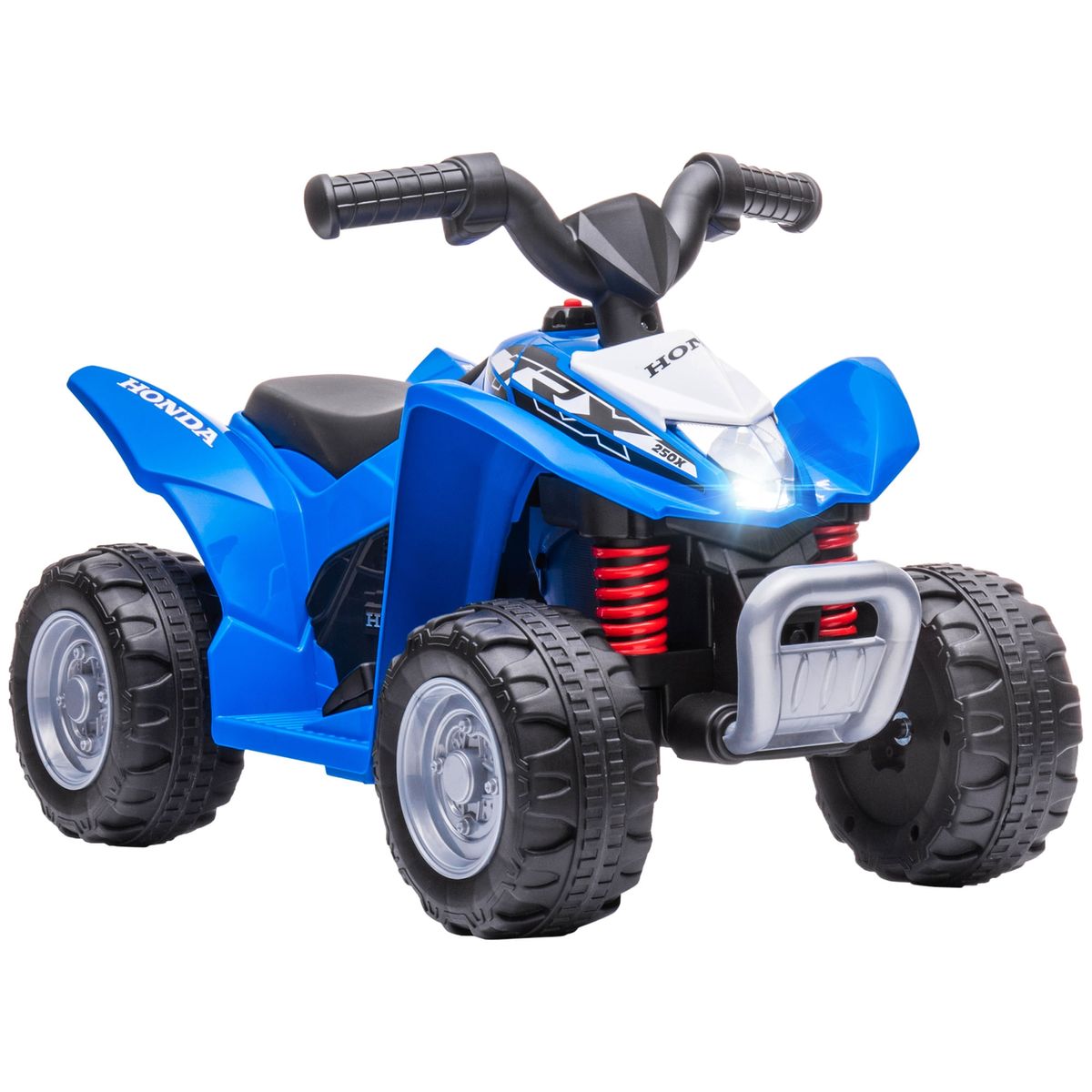 Quad eléctrico Honda Aiyaplay con luces LED + bocoina 1-3 años azul 43,5x65,5x38,5 cm fondo blanco