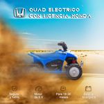 Quad eléctrico Honda Aiyaplay con luces LED + bocoina 1-3 años azul 43,5x65,5x38,5 cm