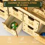 Calendario de Adviento Homcom con luces LED 24 cajones vacíos natural 52x36x9 cm