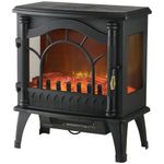 Chimenea eléctrica Vintage Homcom 2000W 2 potencias temperatura ajustable negro 58x55x31 cm
