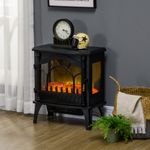 Chimenea eléctrica Vintage Homcom 2000W 2 potencias temperatura ajustable negro 58x55x31 cm