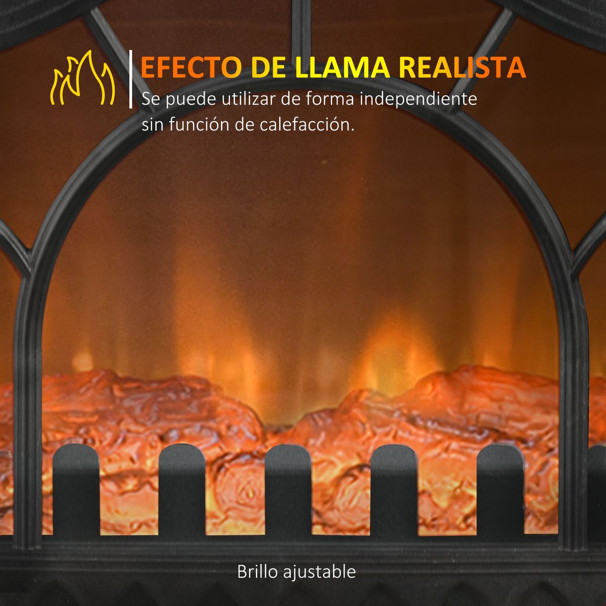 Chimenea eléctrica Vintage Homcom 2000W 2 potencias temperatura ajustable negro 58x55x31 cm