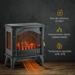 Chimenea eléctrica Vintage Homcom 2000W 2 potencias temperatura ajustable negro 58x55x31 cm