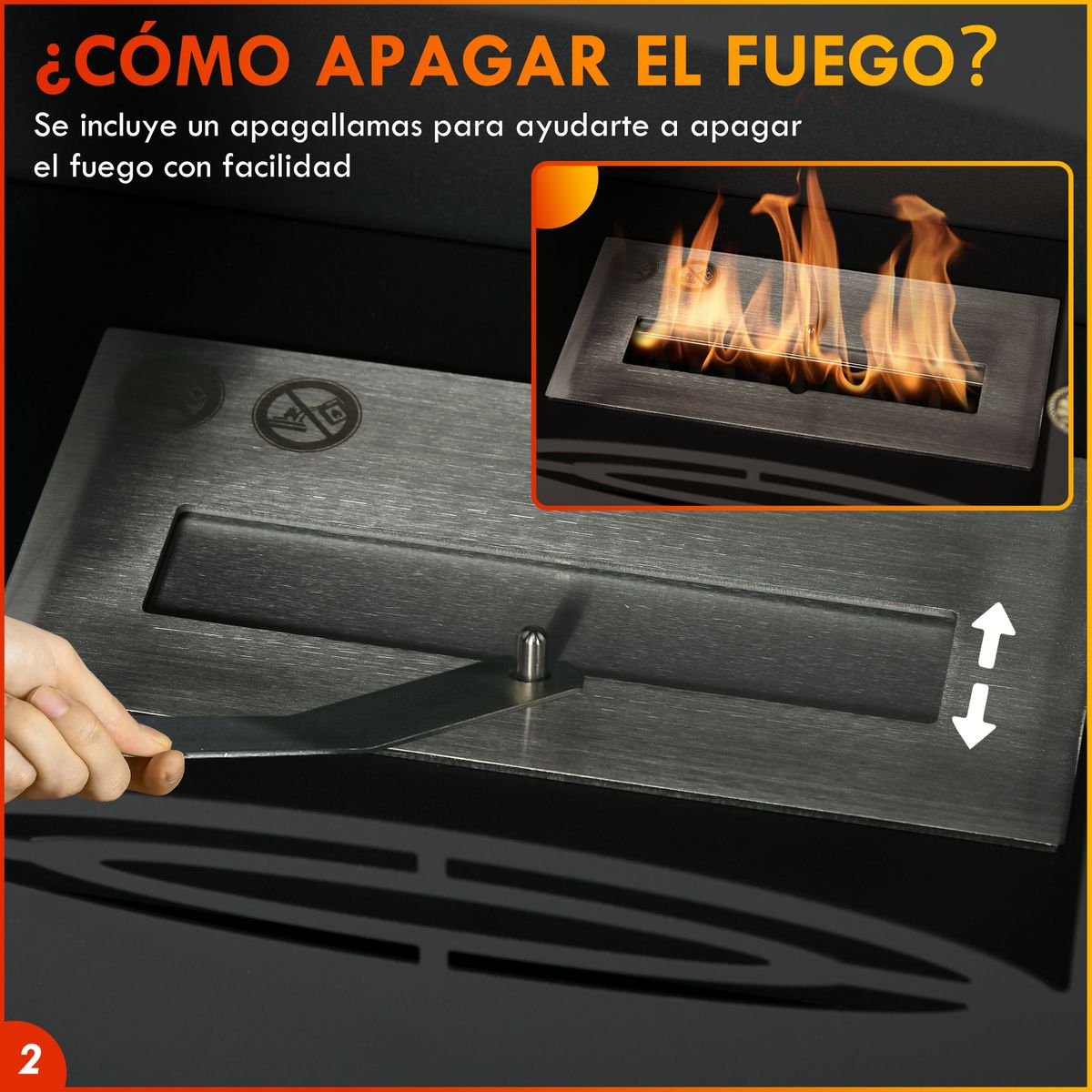 Chimenea de etanol Cerezo Homcom capacidad 1,2L negro 54x39x26 cm