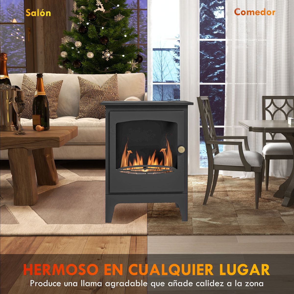 Chimenea de etanol Cerezo Homcom capacidad 1,2L negro 54x39x26 cm