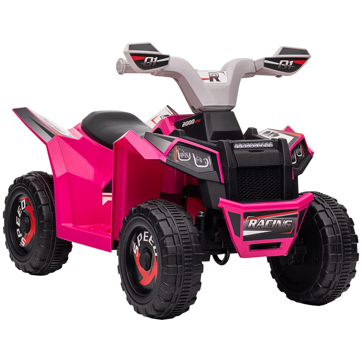 Quad eléctrico infantil Homcom velocidad ajustable rosa 48,5x70x41,5 cm fondo blanco