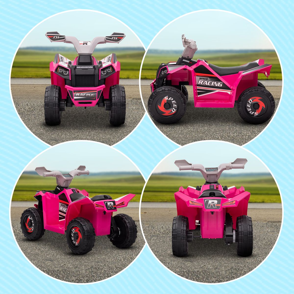 Quad eléctrico infantil Homcom velocidad ajustable rosa 48,5x70x41,5 cm web
