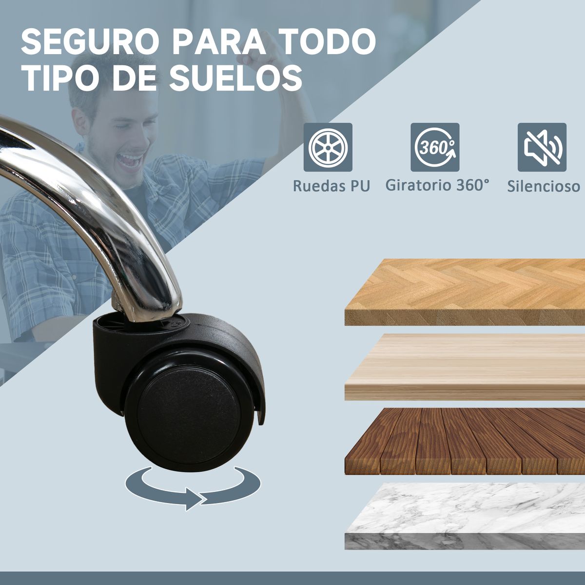 Silla de oficina Vic Vinsetto masaje vibratorio y calefacción lumbar gris 113-121x67x67 cm