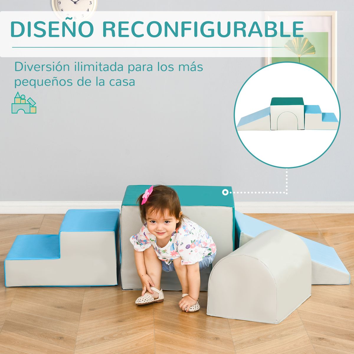 Set de 4 bloques de construcción Homcom 1-3A multicolor 39x150x50 cm