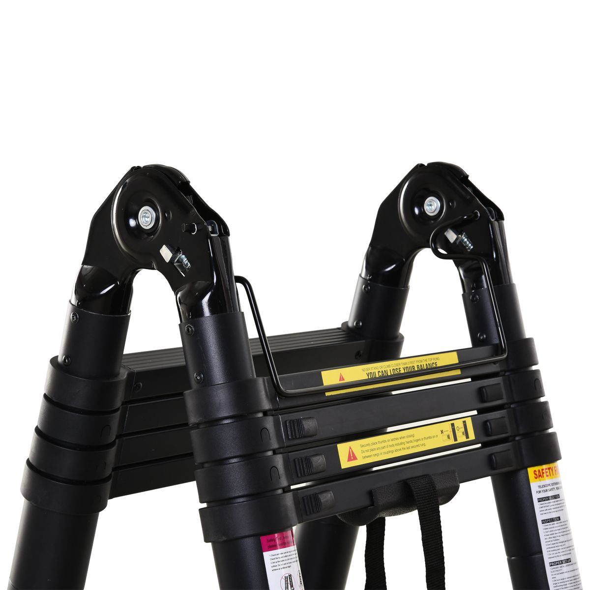 Escalera plegable Upto Durhand 3 formas aluminio negro 320x67x7 cm detalle