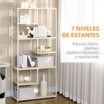 Estantería Trineo Homcom 6 estantes roble/blanco 180x83x34 cm