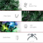 Árbol de Navidad Homcom 130 ramas con luces LED verde Ø66x120 cm
