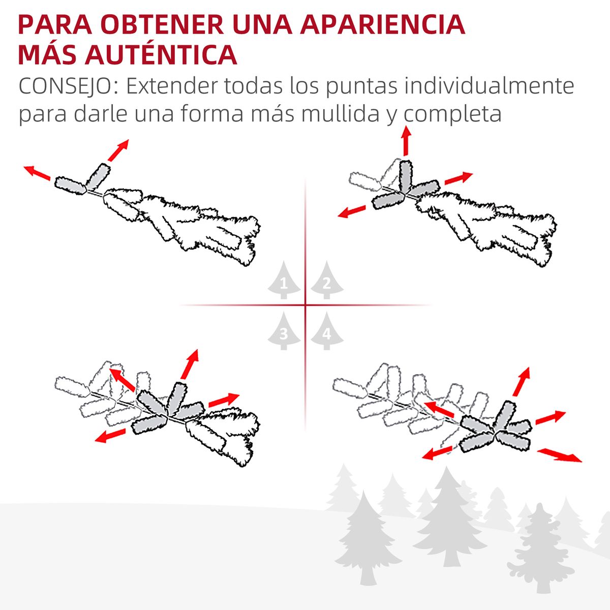 Árbol de Navidad Homcom 130 ramas con luces LED verde Ø66x120 cm