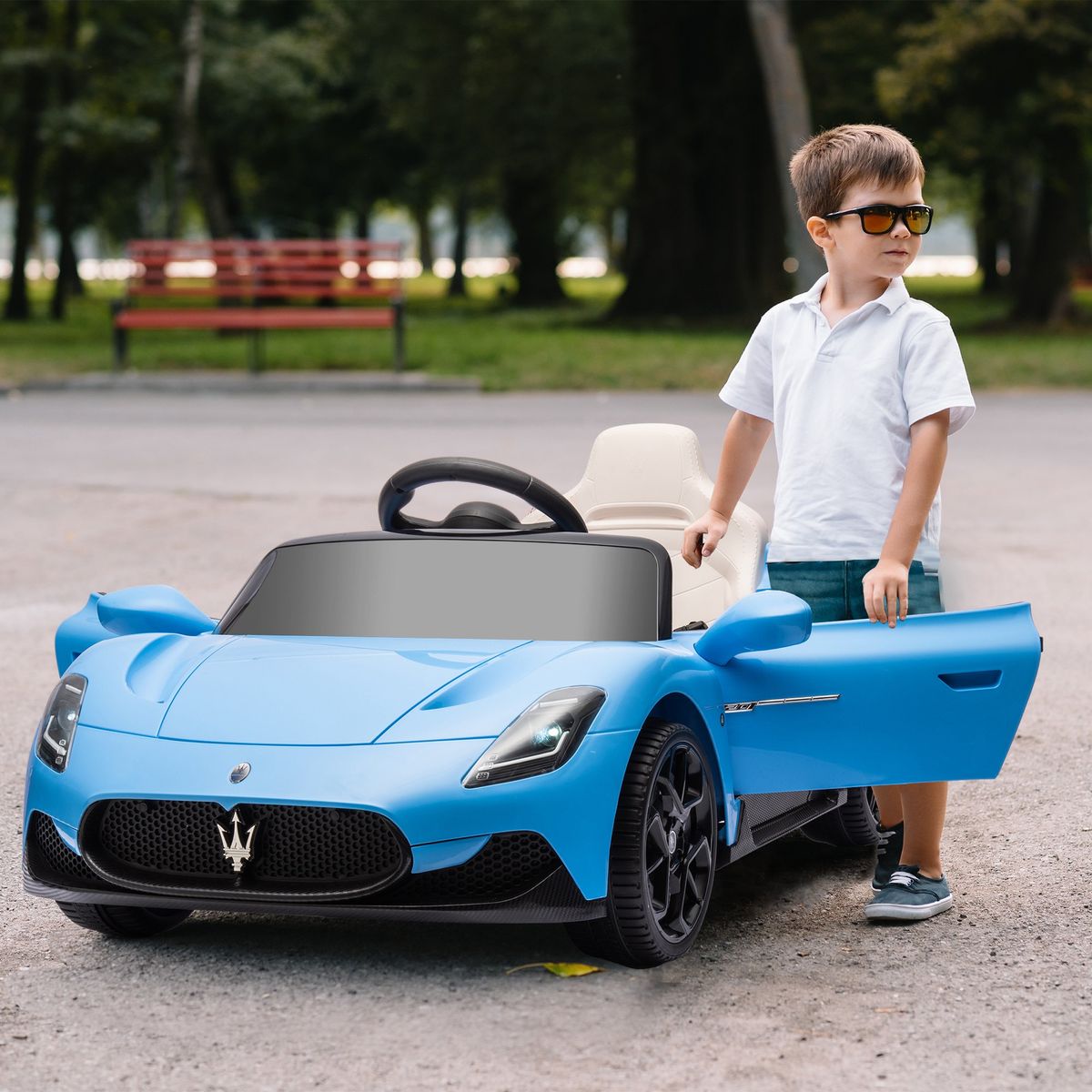 Coche eléctrico Maserati MC20 Aiyaplay con mando a distancia azul 42x105x65,5 cm animada