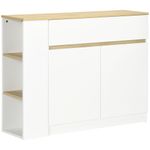 Aparador Cayena Homcom 2 puertas + cajón + 3 estantes blanco 82x110x29,5 cm fondo blanco