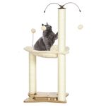 Árbol rascador Abispa PawHut con bolas + hamaca beige 90x53,5x53,5 cm fondo blanco