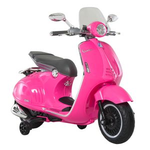 Moto de batería Vespa Homcom con faros + música + ruedines 75x108x49 cm