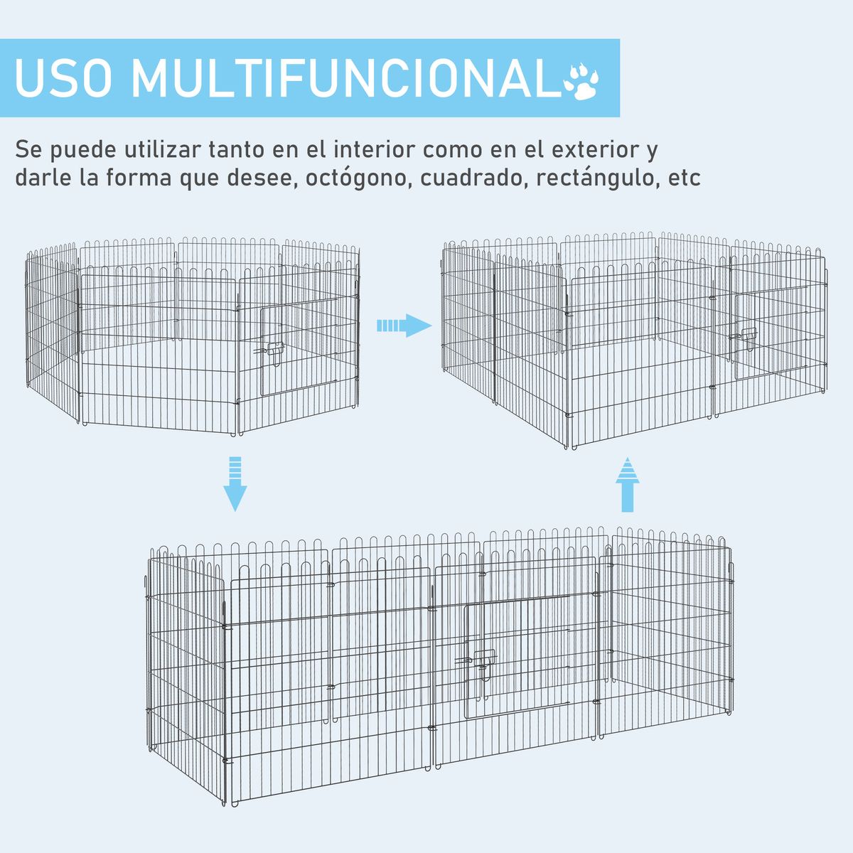 Parque para mascotas Land 8 paneles negro 76xØ158 cm