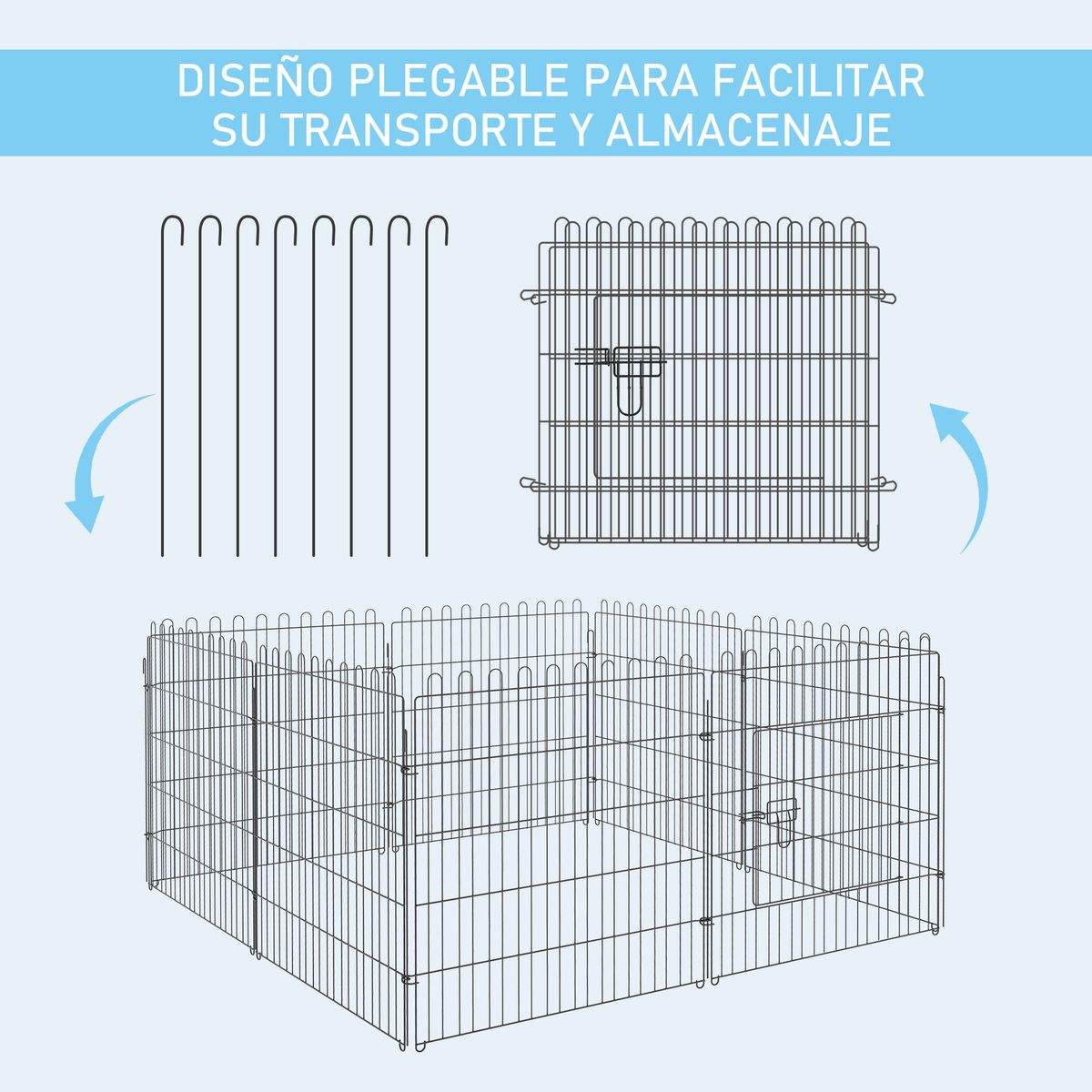 Parque para mascotas Land 8 paneles negro 76xØ158 cm