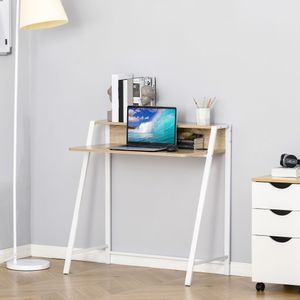 Escritorio Lirio Homcom con orificio para cables roble 85x84x45 cm