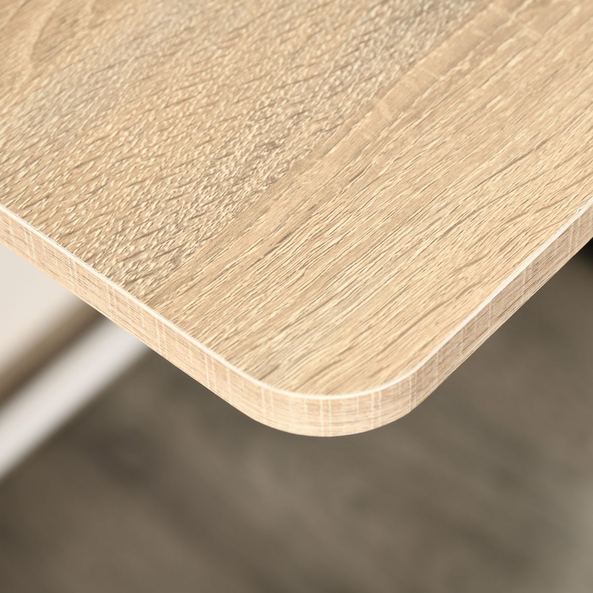 Escritorio Lirio Homcom con orificio para cables roble 85x84x45 cm detalle