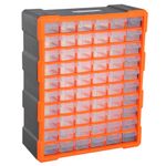Organizador de herramientas Durhand 60 cajones naranja 47,5x38x16 cm fondo blanco