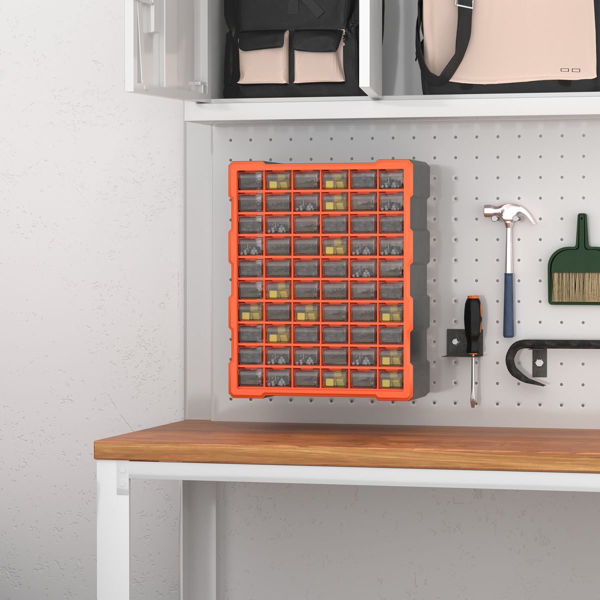 Organizador de herramientas Durhand 60 cajones naranja 47,5x38x16 cm animada