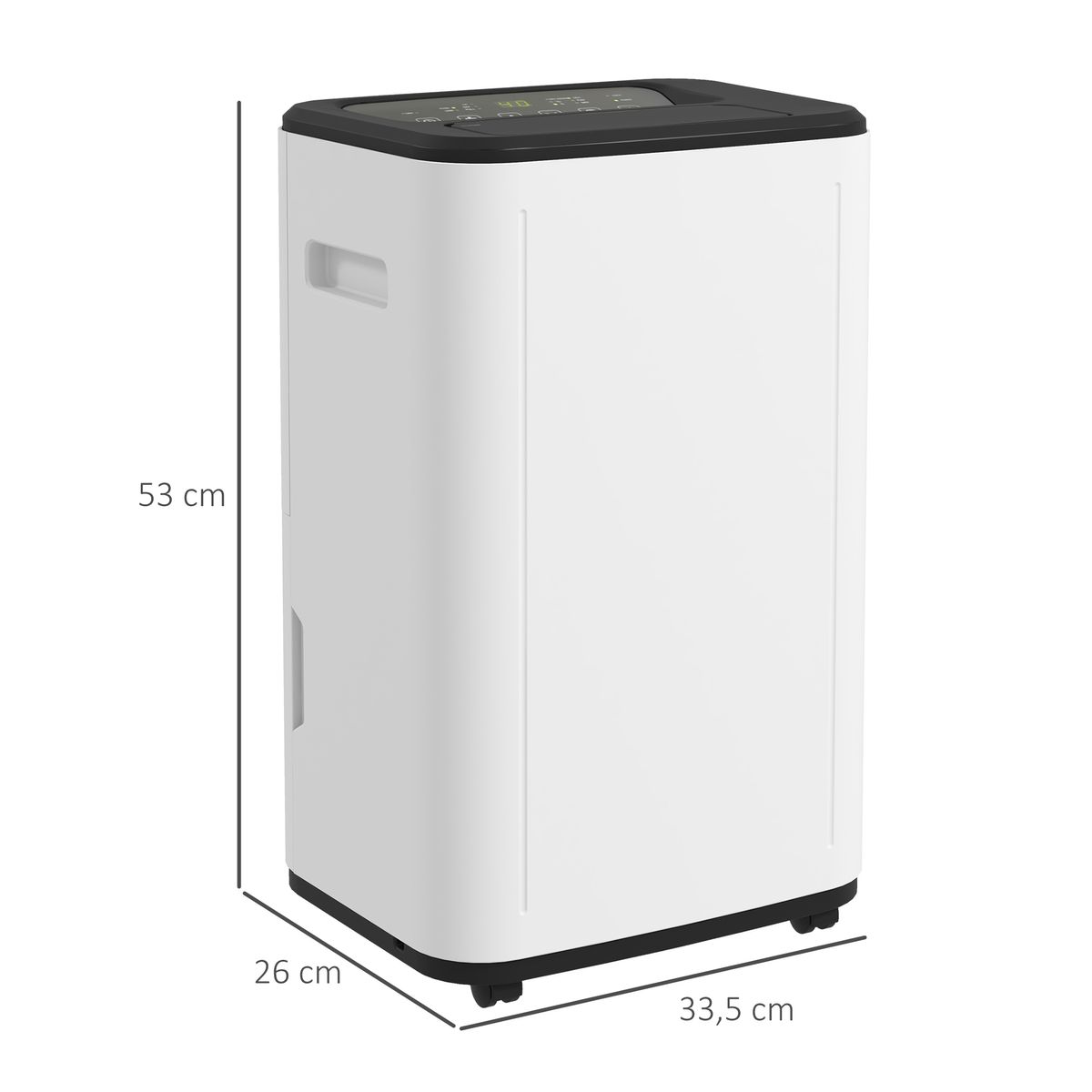 Deshumidificador eléctrico Homcom 20L 3 modos 2 velocidad blanco 53x33,5x26 cm medidas