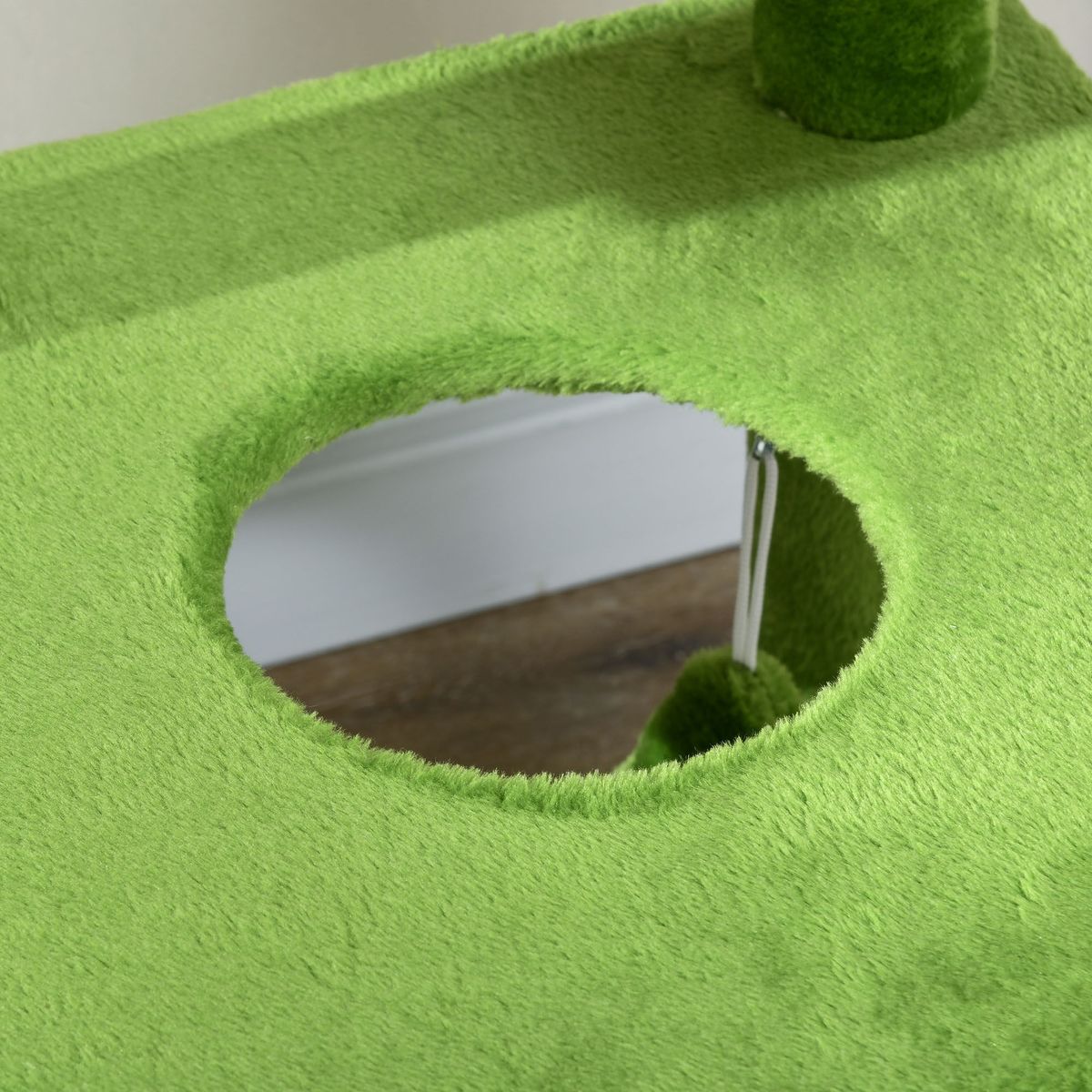 Árbol rascador Tortuga PawHut hamaca + plataforma + rascador + bola verde 142x49x49 cm detalle