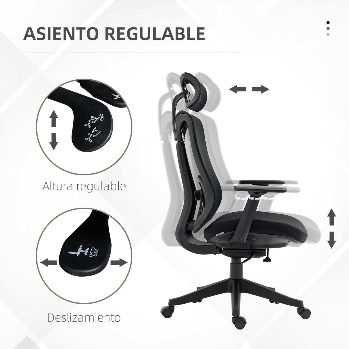 Silla de oficina Lemur Vinsetto con reposacabezas negro 120-128x70x66 cm