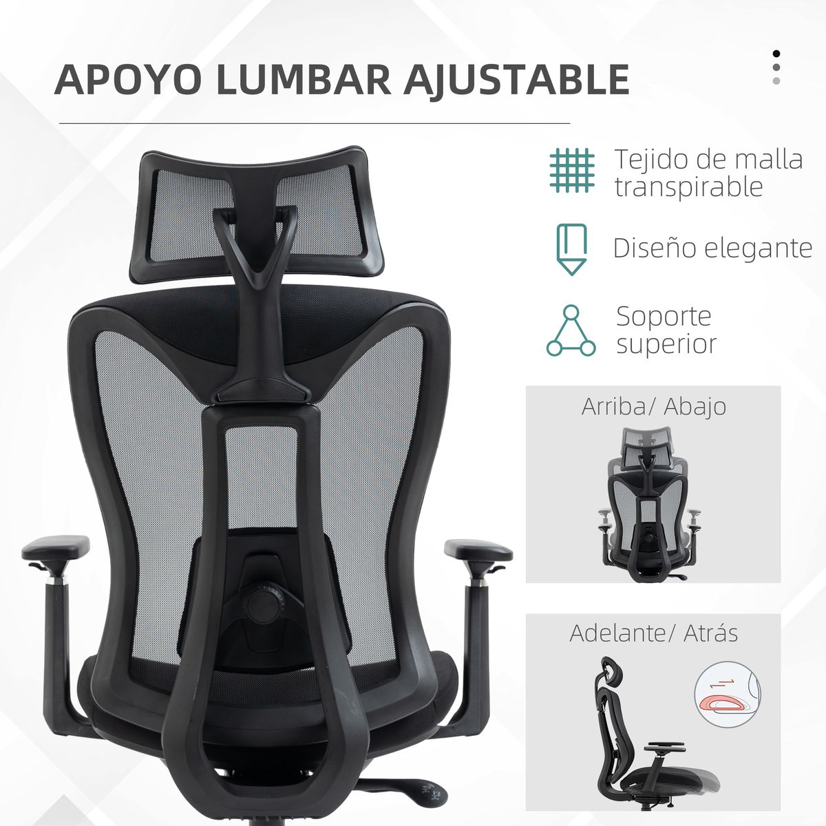 Silla de oficina Lemur Vinsetto con reposacabezas negro 120-128x70x66 cm