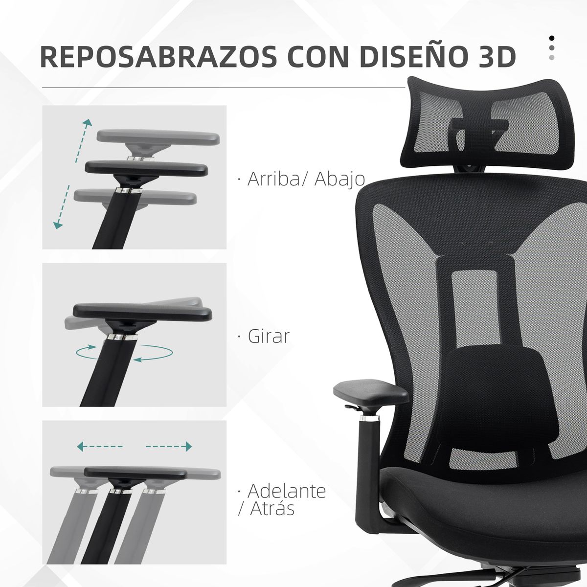 Silla de oficina Lemur Vinsetto con reposacabezas negro 120-128x70x66 cm
