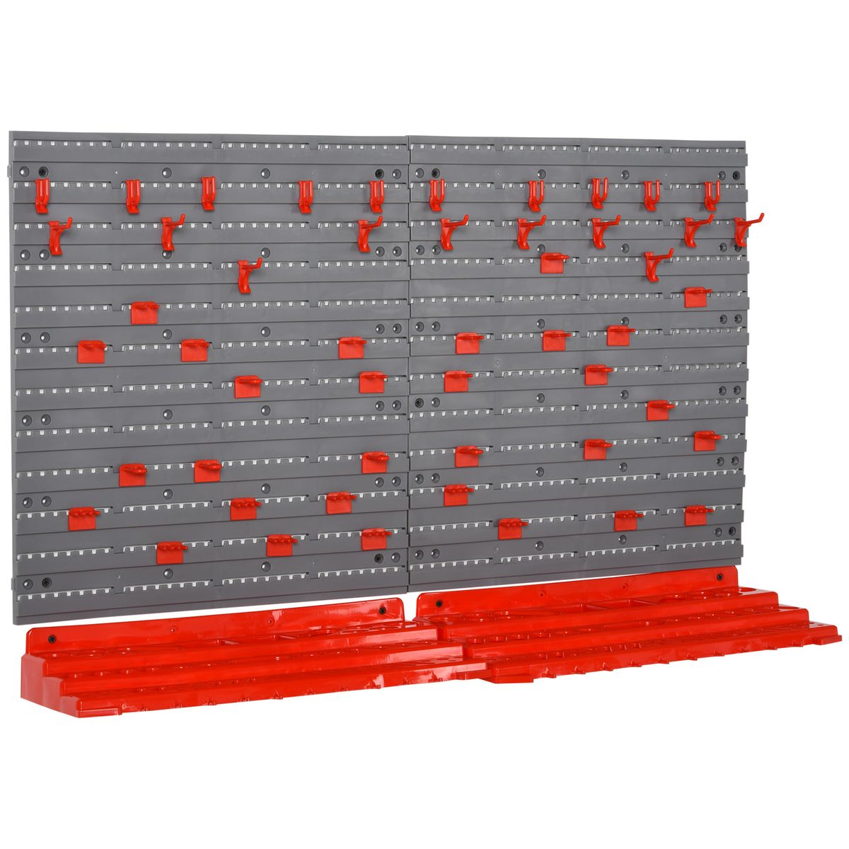 Estantería para herramientas Durhand 54 piezas + 50 ganchos rojo/gris 53,5x95,5x23 cm fondo blanco