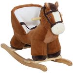 Caballo balancín Aiyaplay con asas + cinturón 18-36 meses marrón 45x68x33 cm fondo blanco