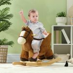 Caballo balancín Aiyaplay con asas + cinturón 18-36 meses marrón 45x68x33 cm animada