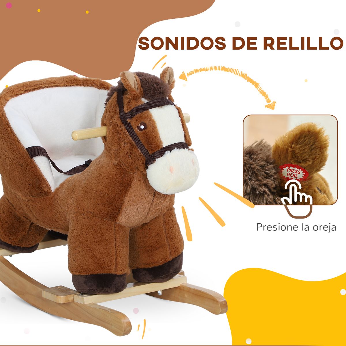 Caballo balancín Aiyaplay con asas + cinturón 18-36 meses marrón 45x68x33 cm web