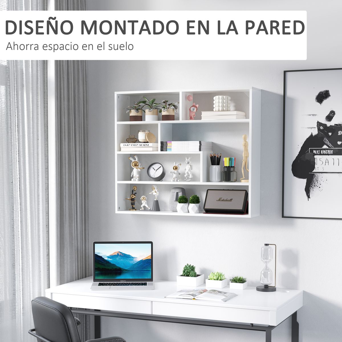 Estantería Rovi Homcom 7 compartimentos blanco 80x94x19,5 cm