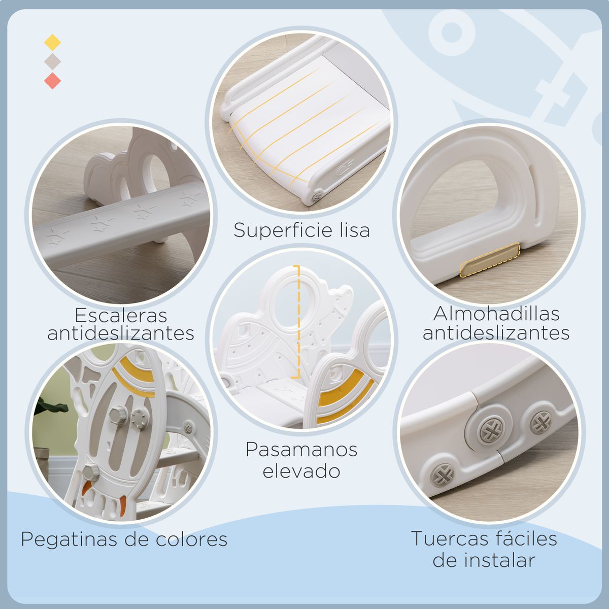 Tobogán infantil Aiyaplay antideslizante +18 meses gris 80x157x46,5 cm