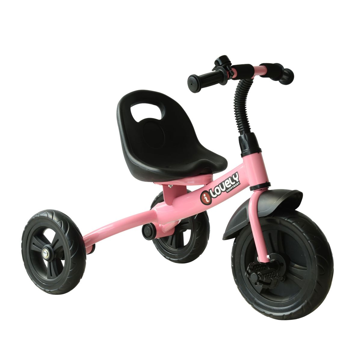 Triciclo Lovely Homcom con timbre +18 meses rosa 58x79x50,5 cm fondo blanco