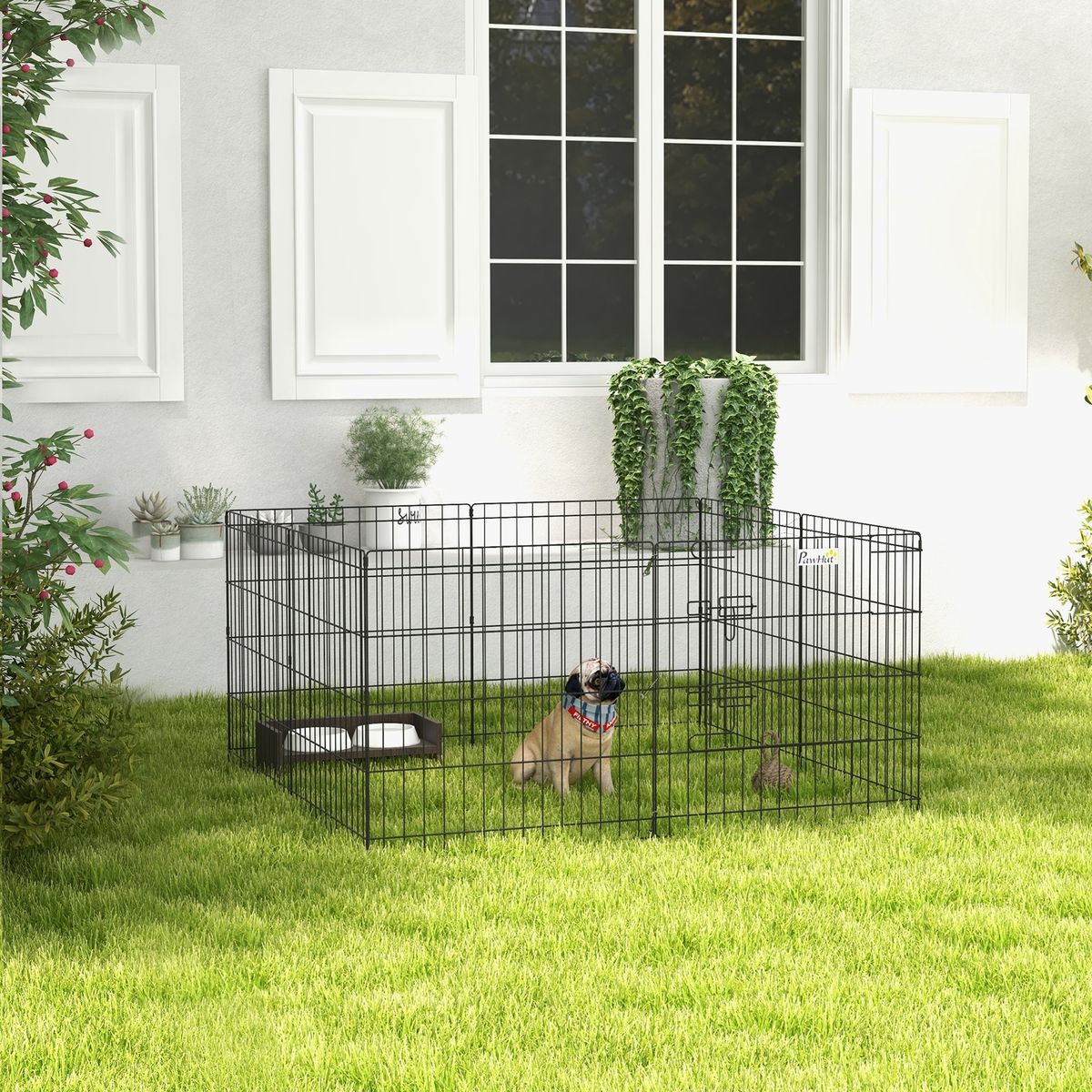 Parque para mascotas Land 8 paneles negro 61x61 cm