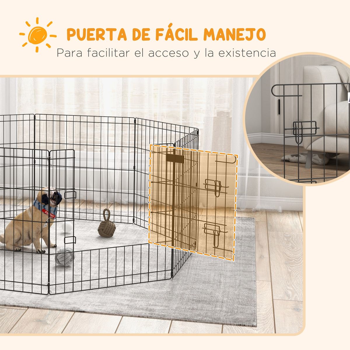 Parque para mascotas Land 8 paneles negro 61x61 cm