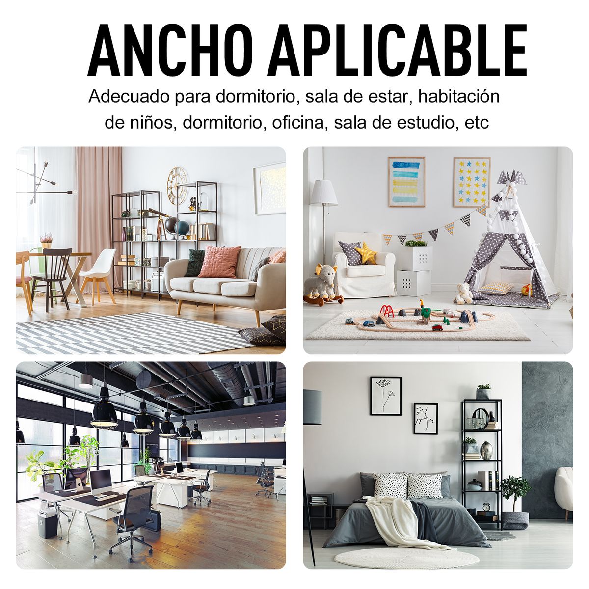Escritorio Polo Homcom pies ajustables negro 73x120x60 cm