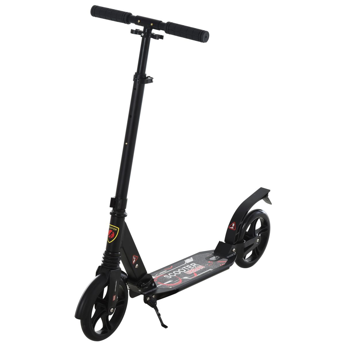 Patinete scooter Homcom plegable altura ajustbale +14 años negro 90-105x94x38 cm fondo blanco