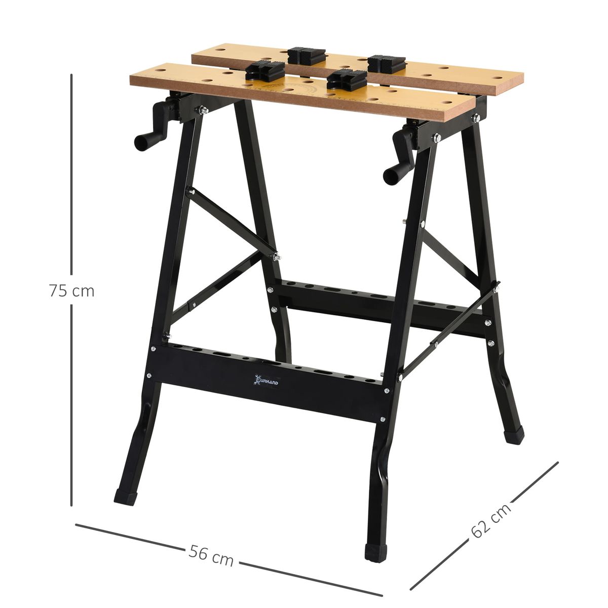 Banco de trabajo plegable Durhand 4 abrazaderas natural/negro 75x56x62 cm medidas