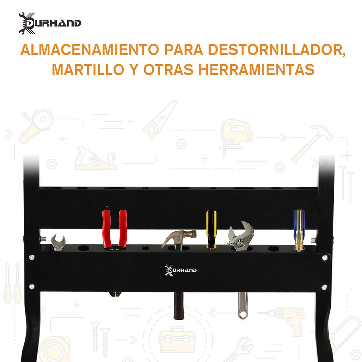 Banco de trabajo plegable Durhand 4 abrazaderas natural/negro 75x56x62 cm