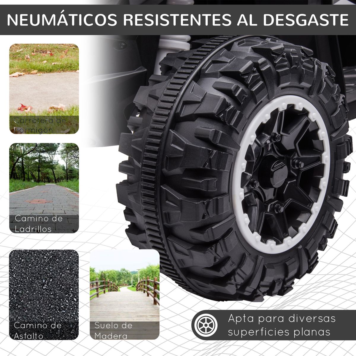 Quad eléctrico Homcom 2 motores 3-5 años blanco 55,5x83x53 cm